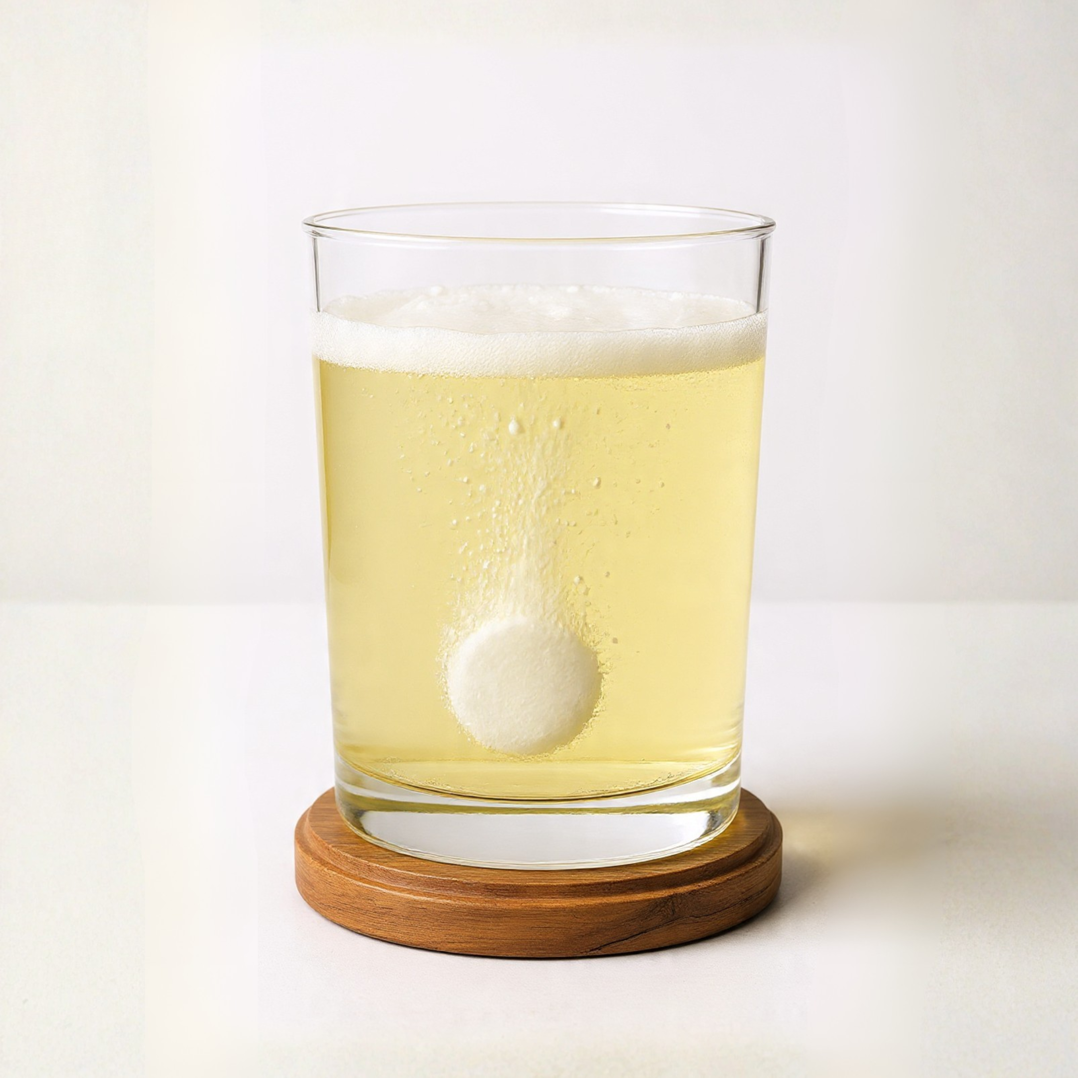 Wait until the effervescent tablet dissolves completely.