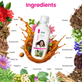 FemEva+ Ras Ayurvedic Tonic for Hormonal Balance & Wellness - Him Arogya bottle surrounded by natural herbs like Ashoka, Shatavari, and Brahmi. Herbal supplement for women’s health.