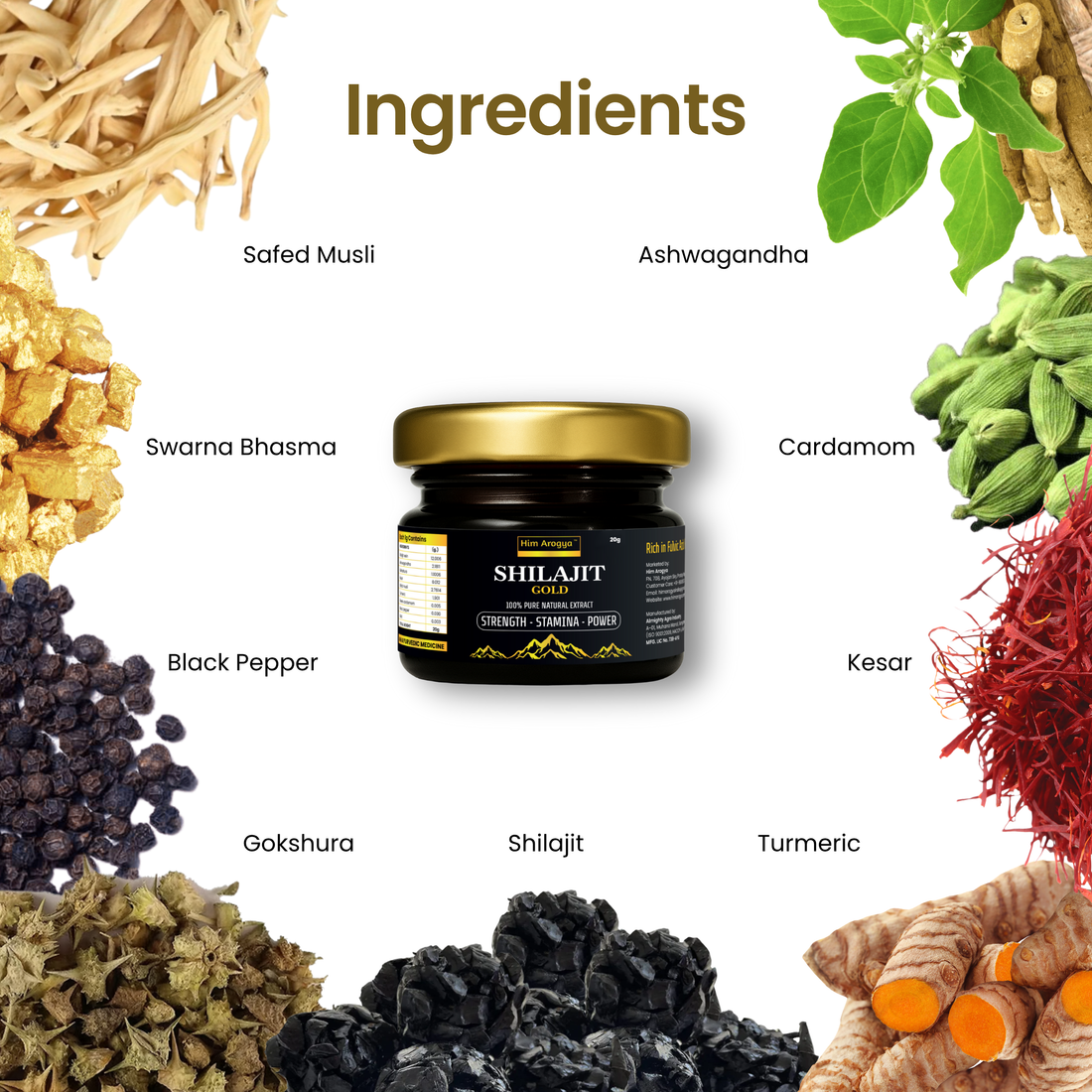Himalayan Shilajit Gold | 9-in-1 Ayurvedic Wellness Formula | 20g