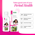 FemEva+ Ras Ayurvedic tonic by Him Arogya for hormonal balance and period health, featuring natural herbs and 500ml bottle packaging.